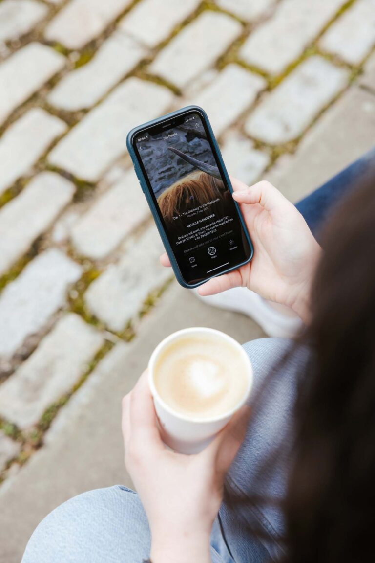 Woman looking at the Celtic Routes App
