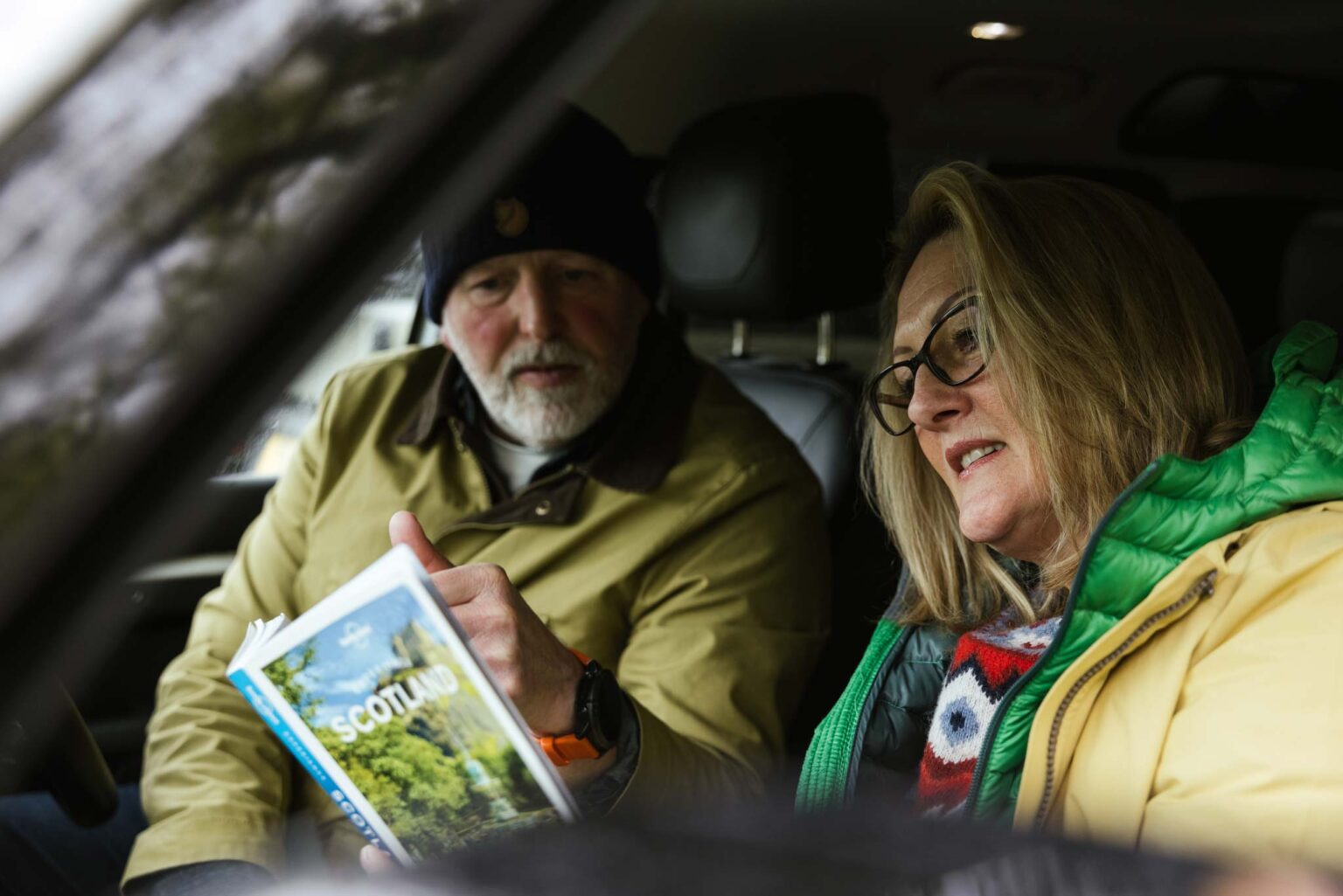 Couple in a Celtic Routes Land Rover map reading