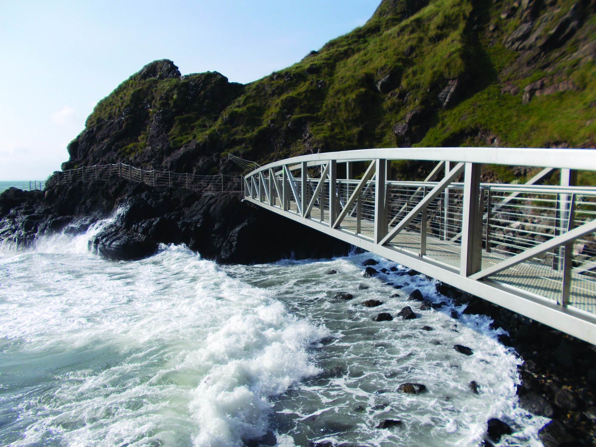 Gobbins path waves and bridge