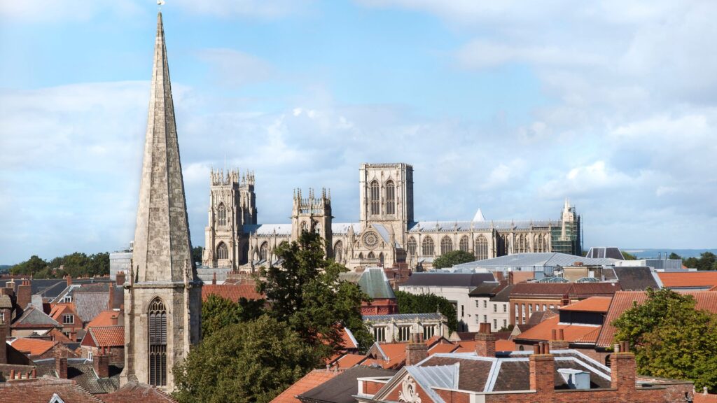 York Minster rising above the rooftops of York