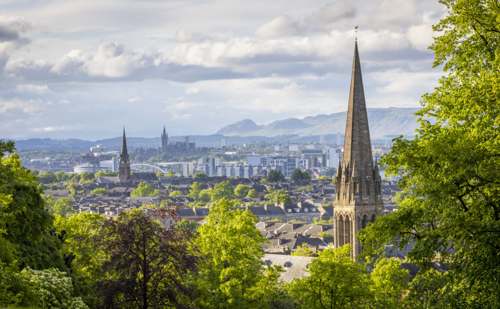 Glasgow skyline viewed from Queen's Park