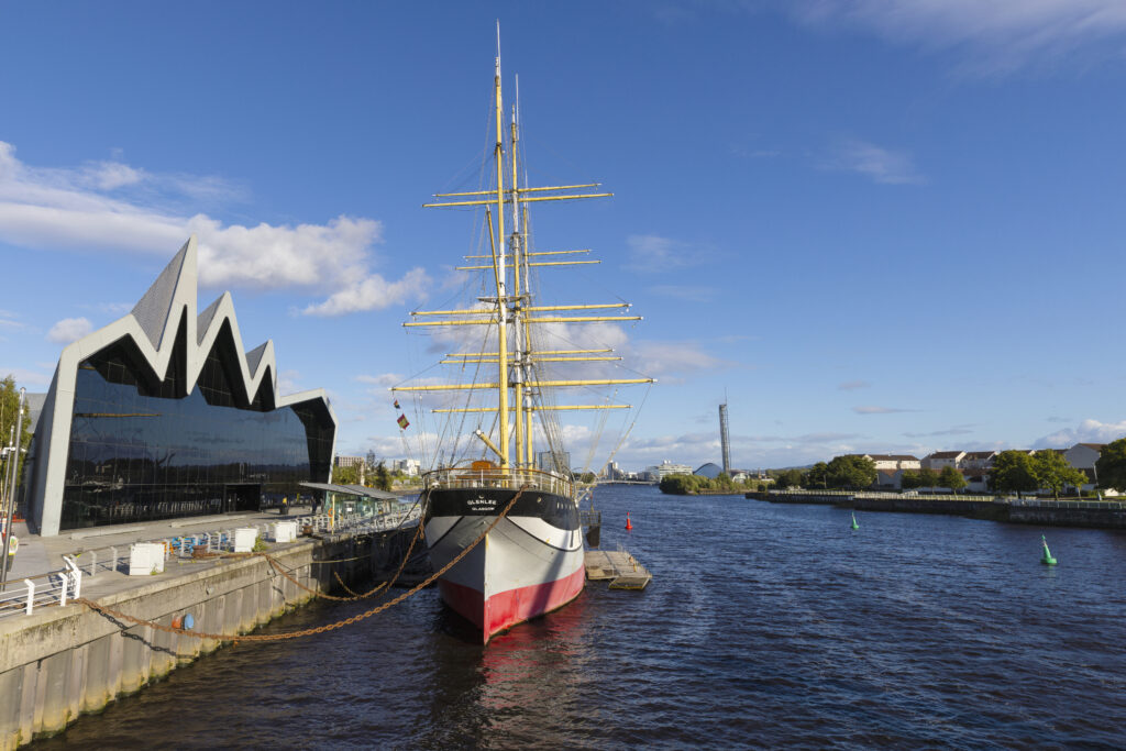 Glenlee tall ship beside the Riverside Museum in Glasgow