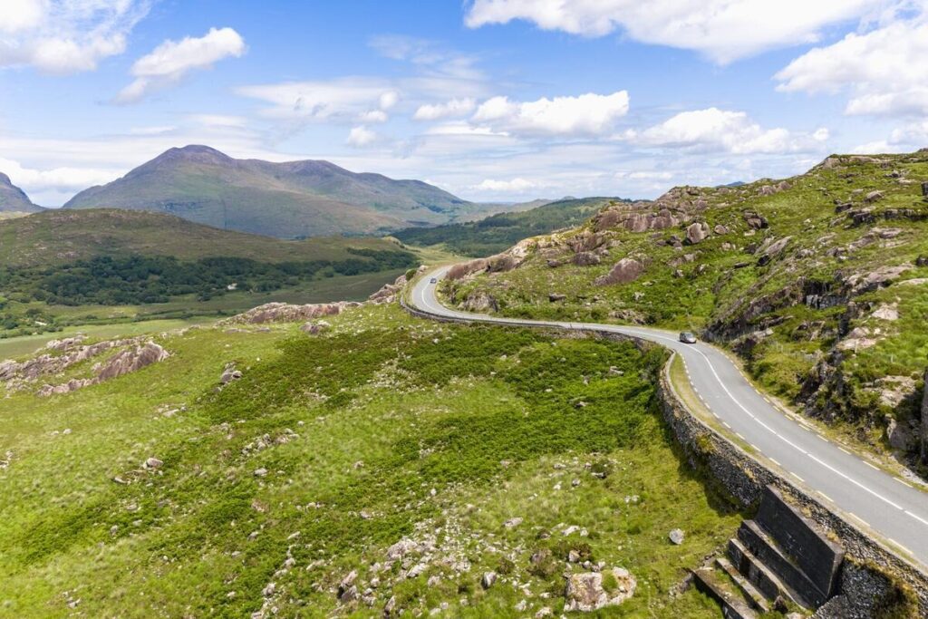 Winding road through the mountains on the Ring of Kerry
