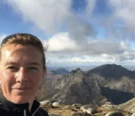 Hazel Pearson on a mountain summit