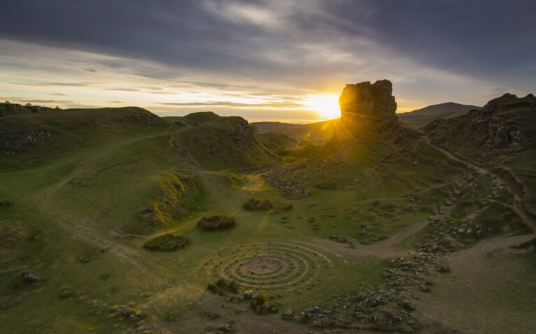 Fairy Glen on The Isle of Skye at sunset